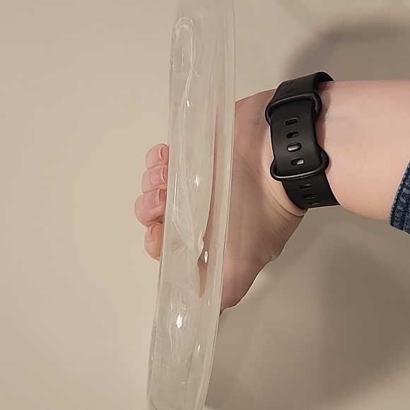 Rare PARTYLITE GLASS 4 CANDLE HOLDER. Heavy. Subtle Wht Swirl Pattern. - Picture 8 of 8